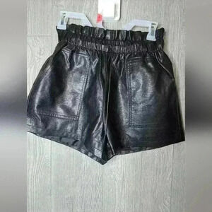 Faux leather high waisted shorts with elastic waist band size small fits a 4-6.
